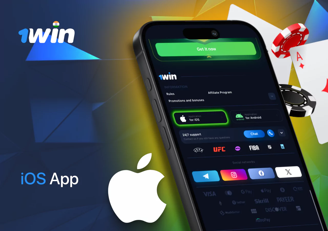 1Win app setup for iOS via home screen shortcut