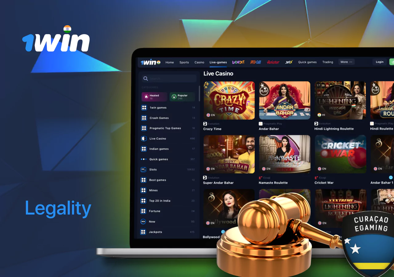 1Win legal Curacao-licensed online casino for Indian players