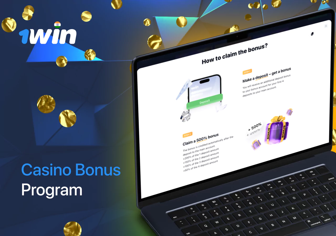 1Win casino 500% welcome bonus on first four deposits